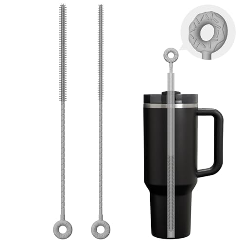 Silicone Straw Cleaner Brush, 2 Pcs Reusable Cleaning Brushes for Straws, 6mm&9mm, Gray - color: Gray