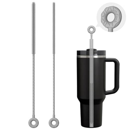 Silicone Straw Cleaner Brush, 2 Pcs Reusable Cleaning Brushes for Straws, 6mm&9mm, Gray - color: Gray