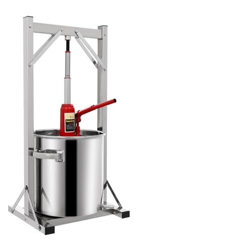 22L/5.81gal Fruit Wine Press, Stainless Steel Cider Press Hand Squeezer Grape Crusher with Hydraulic-Jack, Outer & Filter Bucket, Manual Apple/Fruit Press Extractor for Honey, Vegetable, Cheese