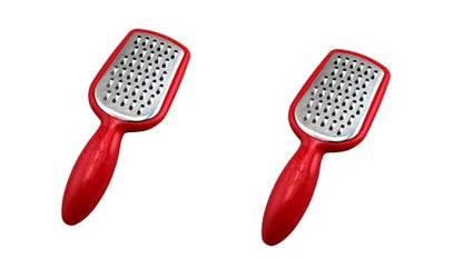 2 Pcs. Stainless Steel Mini Grater Cheese Garlic Nutmeg Chocolate 5" BPA Free - color: Red