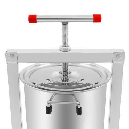 Stainless Steel Fruit Wine Press, 10L/2.6Gal Large Fruit Honey Presser, Manual Beeswax Extractor, Beekeeping Machine, T-shape Cider Wine, Grape, Apple Press extractor, Manual Juice Maker