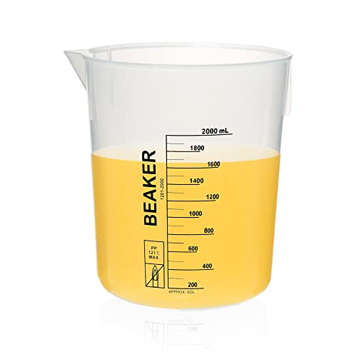 ULAB Scientific Stackable Graduated Plastic Beakers, 3pcs of 1000ml(33.8oz), with Easy-to-Read Printings in Black, UBP1014 - style: 3pcs of Vol.1000ml with black printings