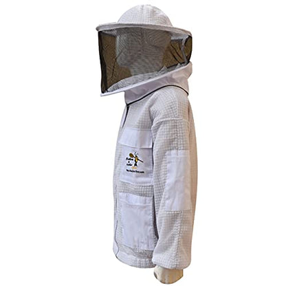Clothes N Leather Gear Beekeeping Three Layer Mesh Ultra Ventilated Jacket Fully Protection Jacket with Round Veil Colors - size: 4X-Large
