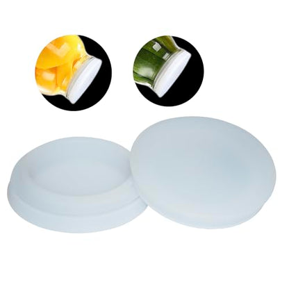 Wide Mouth Mason Jar Lids - Large Mouth Canning Lids Fit for All Wide Mouth Mason Jars,Food Grade Silicone Mason Jar Caps,Dishwasher Safe,Leak Proof Reusable Jar,2 Pack - color: White-2 Pack