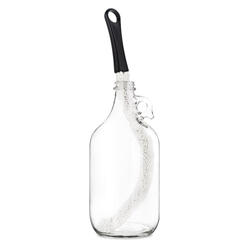 True Decanter and Growler Brush Multipurpose Glassware Cleaner, No-Scratch High-Tensile Foam Reusable Cleaning Accessory with Ergonomic Handle, White - style: Black