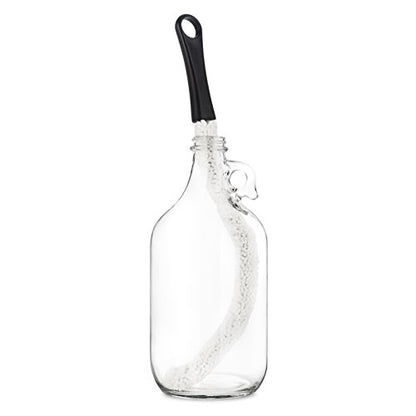 True Decanter and Growler Brush Multipurpose Glassware Cleaner, No-Scratch High-Tensile Foam Reusable Cleaning Accessory with Ergonomic Handle, White - style: Black