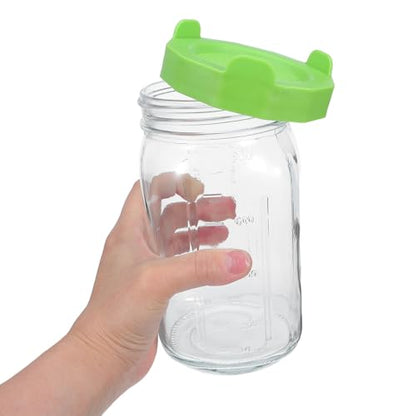 Yardwe 2pcs Quart Mason Jar Sprouting Kit with Mesh Lids - Wide Mouth Glass Sprouting Jars for Kitchen Seed Germination and Microgreens Starter - Home Herb and Vegetable Growing Set