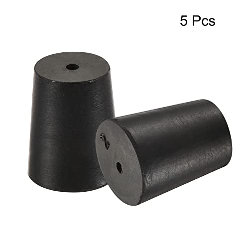 MECCANIXITY Rubber Tapered Plug 16mm to 20mm with Hole Test Tubes Bungs Stopper Black for Lab Home 5 Pieces - size: 16mm - 20mm