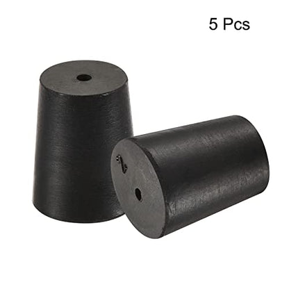 MECCANIXITY Rubber Tapered Plug 16mm to 20mm with Hole Test Tubes Bungs Stopper Black for Lab Home 5 Pieces - size: 16mm - 20mm