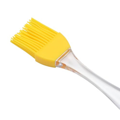 Generic 1Pcs Basting Brush 20g Small Crystal Handle Brush Color Block Dishwasher Safe Silicone PP Yellow Clear 17.5x3.2cm