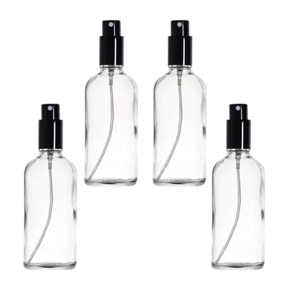 YIZHAO Clear Glass Spray Bottles 4oz, with Small Fine Mist Spray, Metal Cap, Refillable for Essential Oil,Travel,Cleaning,Perfume,Aromatherapy,Makeup – 4 Pcs - color: Transparent, size: 100ml-4