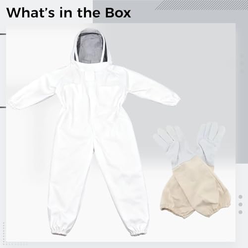 XL Beekeeping Suit with Gloves, Cotton Beekeeper Protective Suit, Sting Proof, Full Body, Lightweight