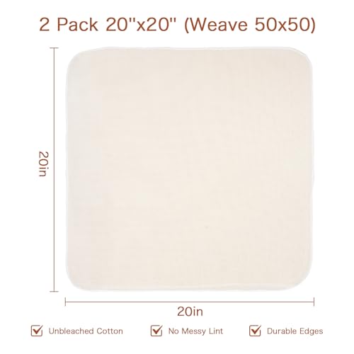 2Pcs Cheese Cloths for Straining 20x20 Inch, Grade 100 Reusable Cheesecloth Bags for Straining With Reinforced Edges, Unbleached Cotton Muslin Fabric Strainer for Baking, Juicing, Milk, Cheese, Crafts - size: 20x20'' 2 Pack