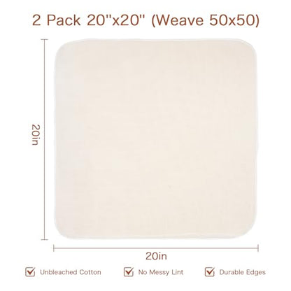 2Pcs Cheese Cloths for Straining 20x20 Inch, Grade 100 Reusable Cheesecloth Bags for Straining With Reinforced Edges, Unbleached Cotton Muslin Fabric Strainer for Baking, Juicing, Milk, Cheese, Crafts - size: 20x20'' 2 Pack