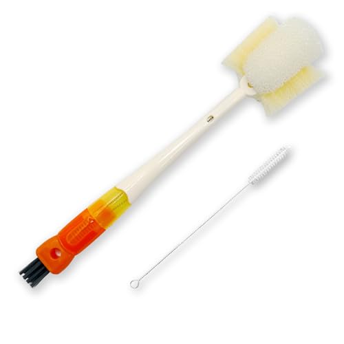 5 in 1 Bottle Cleaning Brush Set, 2026 Multifunctional Cleaning Brush for Cup Lid, 5 in 1 Bottle Brush, Detail for Baby Bottle Nipple & Straw, Water Bottle Cleaner, 2 Pack Set - color: Orange