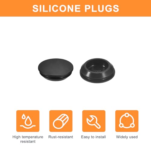uxcell 8Pcs Silicone Plugs, Rubber Round Snap in Locking Hole Plugs for 22-24mm Hole, Hole Stoppers Waterproof Hole Plug for Metal Tube, Furniture End Caps Inserts, Black - size: 22-24mm