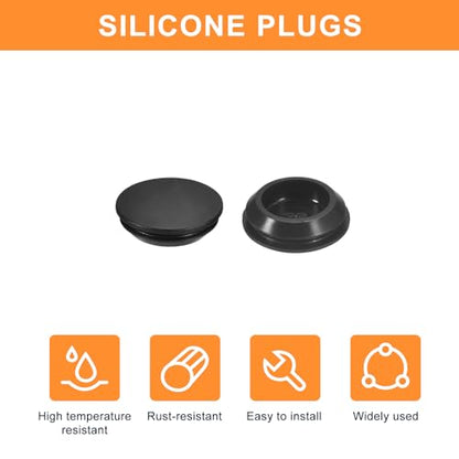 uxcell 8Pcs Silicone Plugs, Rubber Round Snap in Locking Hole Plugs for 22-24mm Hole, Hole Stoppers Waterproof Hole Plug for Metal Tube, Furniture End Caps Inserts, Black - size: 22-24mm
