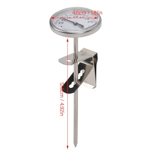 Milk with 4 6cm Easy Read Dial 12 5cm Stainless Steel Probe Heat Bracket for Frothing Cheese Making Craft Beverages