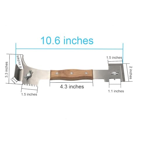 AukBeeFun Multipurpose Steel Hive Tools with Wooden Handle and 7 Functions Beekeeping Hive Scraper Tool Professional Beekeeping Equipment