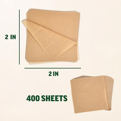 Zenlogy Unbleached Parchment Paper Squares 2x2 (400 Sheets) - Perfect for Storing Freezing Separating Baking Diamond Painting - size: 2x2 - 400 Sheets