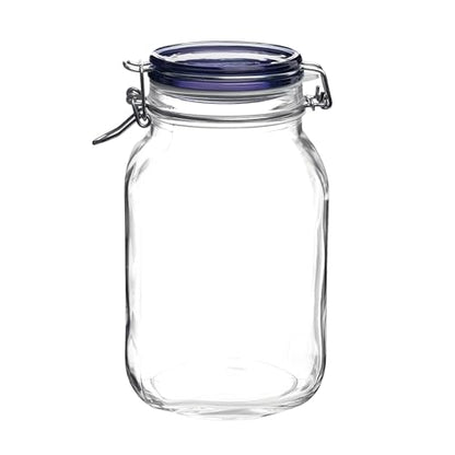 Bormioli Rocco Fido Square Jar with Blue Lid, 67.5-Ounce, 149550MRF121990 - color: Blue Top, size: 67.75 fl oz