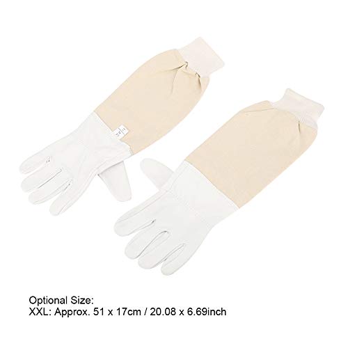 Sheepskin Beekeeping Gloves with Long Sleeves, Full Hand Protection XXL - Superior Sting Resistance, Durable Canvas and Goat - Skin Leather, Ideal for Beginner Beekeepers (XXL)