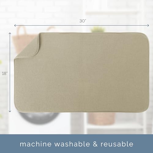 S&T INC. Dish Drying Mat Jumbo, 18” x 30”, Absorbent Microfiber Kitchen Counter Mat, Dish Drying Pad for Dishes, Utensils, Pots and Pans, Jumbo, Pure Cashmere - size: 18" x 30"