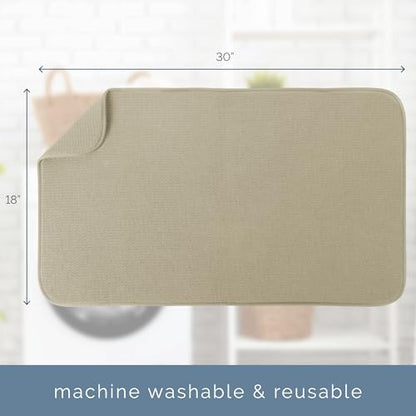S&T INC. Dish Drying Mat Jumbo, 18” x 30”, Absorbent Microfiber Kitchen Counter Mat, Dish Drying Pad for Dishes, Utensils, Pots and Pans, Jumbo, Pure Cashmere - size: 18" x 30"