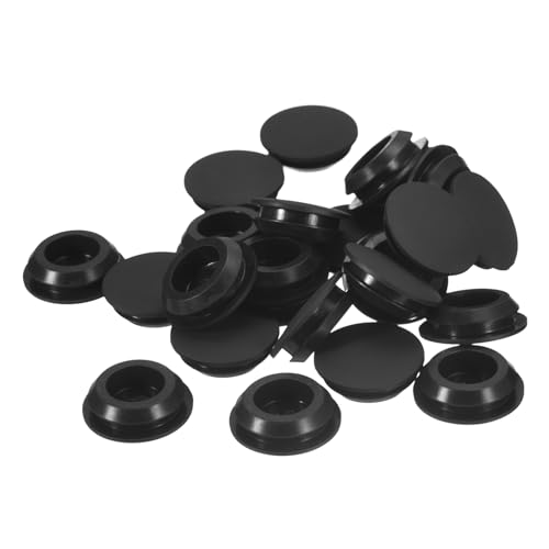 uxcell 25Pcs Silicone Plugs, Rubber Round Snap in Locking Hole Plugs for 15.5-17mm Hole, Hole Stoppers Waterproof Hole Plug for Metal Tube, Furniture End Caps Inserts, Black - size: 15.5-17mm