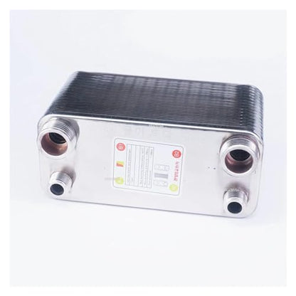 Heat Exchanger, 32 Plates Heat Exchanr Beer Wort Chiller Cooler SUS 304 Stainless Steel for Homebrew Cooling for Floor Heating, Water Heating, Snow Melting