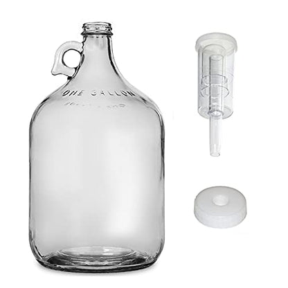 FastRack Glass Wine Fermenter Includes Airlock, 1 gallon Capacity, clear (B00BEYREIW), 1 Count (Pack of 1) and Twin Bubble Airlock and Carboy Bung (Pack of 2)