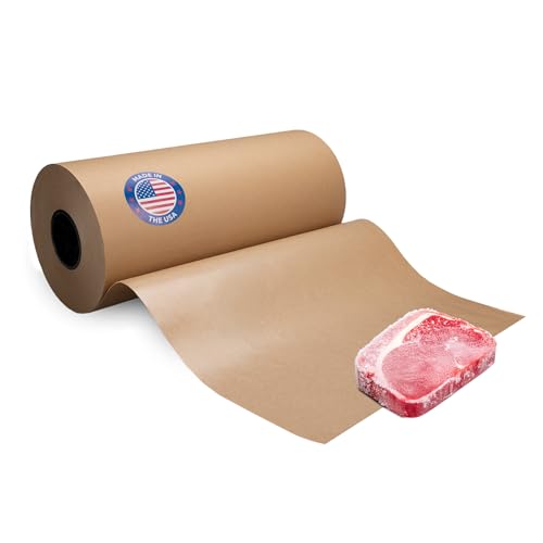Brown Freezer Paper 18" x 13200" (1100 feet) - USA-made Large Freezer Paper Roll for Meat & Fish - Poly-Coated Food Wrapping Material for Freezing by IDL Packaging - color: Brown, size: 18" X 1100 Feet, 1 Roll