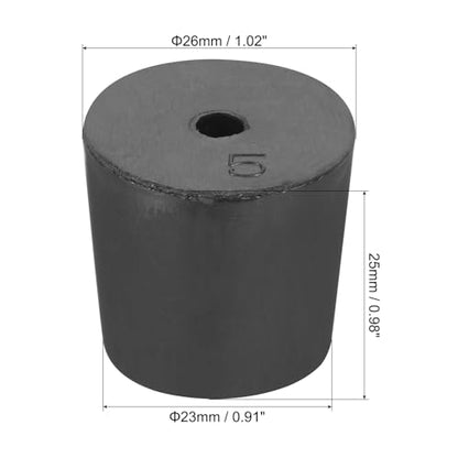 MECCANIXITY Rubber Tapered Plug 23mm to 26mm Solid Test Tubes Bungs Stopper with Hole Black for Lab Home 16 Pieces - size: 23mm-26mm