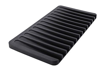 Self-Draining 2 in 1 Silicone Drying Mat and Trivet by Modern Joe's. Premium Space Saving Dish and Glassware Silicone Mat. Made from Food-grade, Dish Washer Safe and Heat Resistant (Black) - color: Black