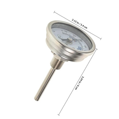 Levemolo Professional Stainless Steel Wine Thermometer 2-inch Dial with Threaded Stem Corrosion-Resistant Brewing Temperature Monitor for Personal Kettles and Wine Barrels