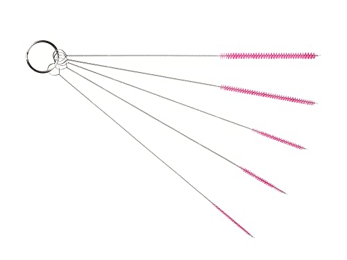 10" Extra Long Tube Brush Set - Small 5 Pack - Pink | Flexible nylon straw brushes for bottles, cleaning straws, pipe cleaners, glass, keyboard, detailing and deep cleaning - color: Pink, size: Small 5 Pack (2mm 3mm 4mm 5mm 6mm)