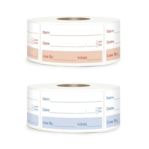 2 Rolls 1000 Pcs 1 X 2 inch Removable Food Date Sticker Labels, Easy to Write for Freezer, Refrigerator Food Containers Date Sticker, Leftover Labels (New-Blue-Red-US) - style: New-Blue-Red-US
