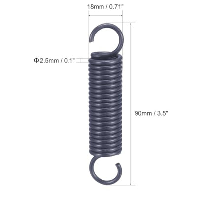 uxcell Extension Spring - 2.5mm Wire Dia, 18mm OD, 90mm Free Length Spring Steel Small Dual Hook Tension Spring - size: 90mm