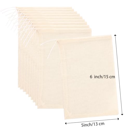 Boao 24 Pcs Spice Cooking Cheesecloth Bags for Straining Reusable Empty Tea Drawstring Soup Muslin Bags(5 x 6 Inch) - size: 5 x 6 Inch