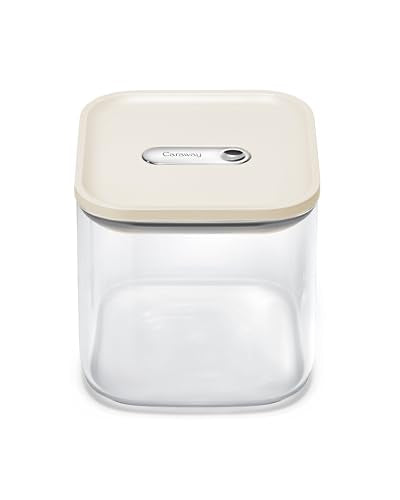 Caraway 2.5qt Glass Airtight Food Storage Container with Lid – Non-Toxic, BPA-Free Kitchen Storage Container – Stackable, Space-Saving Airtight Container for Dry Goods and More - Cream - color: Cream, size: 2.5qt Container