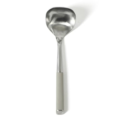 Calphalon Edge Soup Ladle, Stainless Steel Soup Ladle, Serving Ladle with Silicone Handle, Heat-Resistant Nonstick-Safe Kitchen Ladle for Soups, Sauces & Stews, Taupe - color: Taupe w/ Rubber Handle (Edge - Soup Ladle)