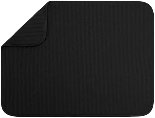 S&T INC. Dish Drying Mat XL, 18” x 24”, Absorbent Microfiber Kitchen Counter Mat, Dish Drying Pad for Dishes, Utensils, Pots and Pans, Extra Large, Black - size: 18" x 24"