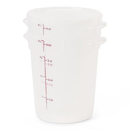 Cambro Food Storage Containers with Lids (BPA-Free) - 4 Quart - Food Grade Buckets with Lids (4 Pack) - For Dough Proofing and Brining (Translucent) - size: Pack of 2