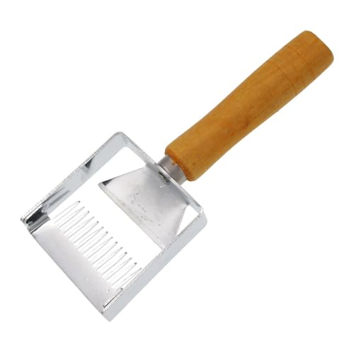 Brrnoo 2 in 1 Stainless Steel Honey Uncapping Fork Scraper Tool with Wooden Handle Adjustable Tine Spacing for Beekeeping Equipment (Multi Functional)