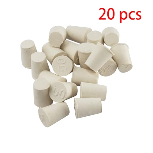 White Tapered Shaped Solid Rubber Stopper, Size 00#" 0.6x0.4x0.8inch / 15x11x21mm, 20 per Package - size: 00#,20pcs