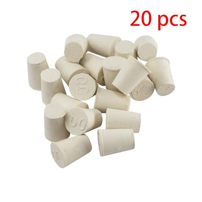 White Tapered Shaped Solid Rubber Stopper, Size 00#" 0.6x0.4x0.8inch / 15x11x21mm, 20 per Package - size: 00#,20pcs