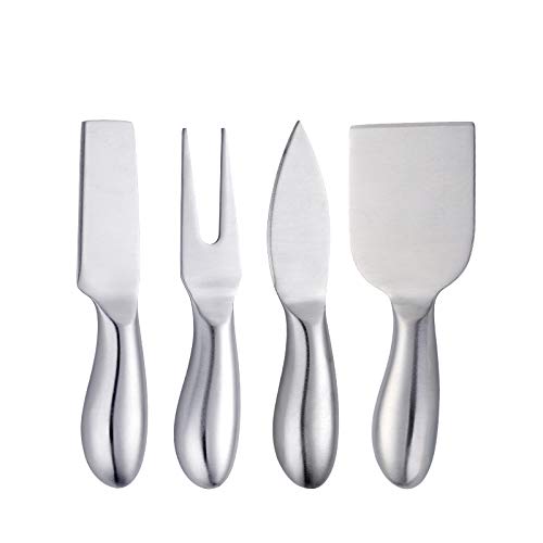 Baikai Stainless Steel 18/10 Cheese Desert Knives, Set of 4, Gold Breakfast Butter Knife, Slicer Sandwich Spreader … (Cheese Knife Set-Silver) - color: Cheese Knife Set-Silver