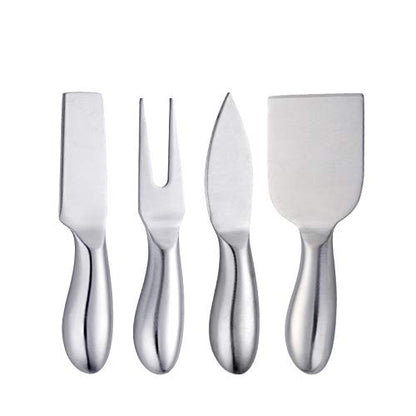 Baikai Stainless Steel 18/10 Cheese Desert Knives, Set of 4, Gold Breakfast Butter Knife, Slicer Sandwich Spreader … (Cheese Knife Set-Silver) - color: Cheese Knife Set-Silver