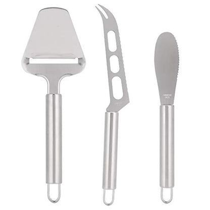 HEEPDD 3Pcs Stainless Steel Cheese Cutter Knife, Butter Scraper Kitchen Gadgets Set, Multifunctional Food Grade Kitchen Tools with Hanging Holes for Home Use
