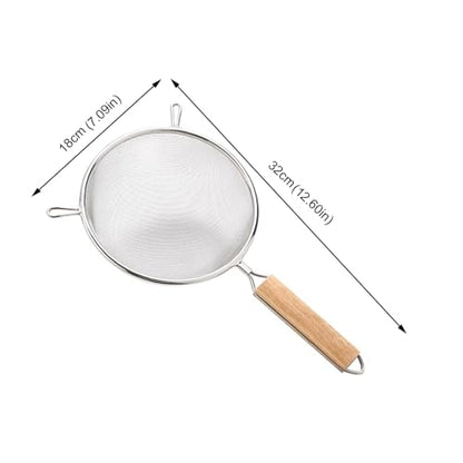 Strainer with Single Fine Mesh, 7-Inch Diameter, Large, Stainless Steel, Tan,Silver - size: L Double-handled